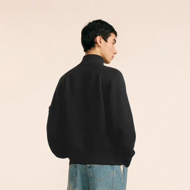 速写 半高领休闲通勤纯色拉链毛衣 男款