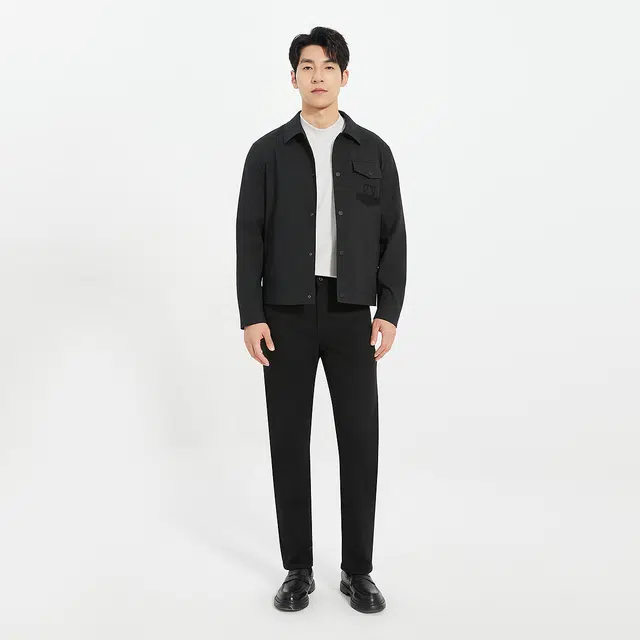 利郎 短款都市休闲肌理提花翻领时尚潮流口袋装饰秋季夹克外套 男款