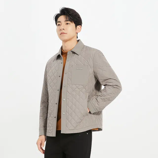 利郎 都市休闲翻领格子设计时尚潮流秋季夹克外套 男款