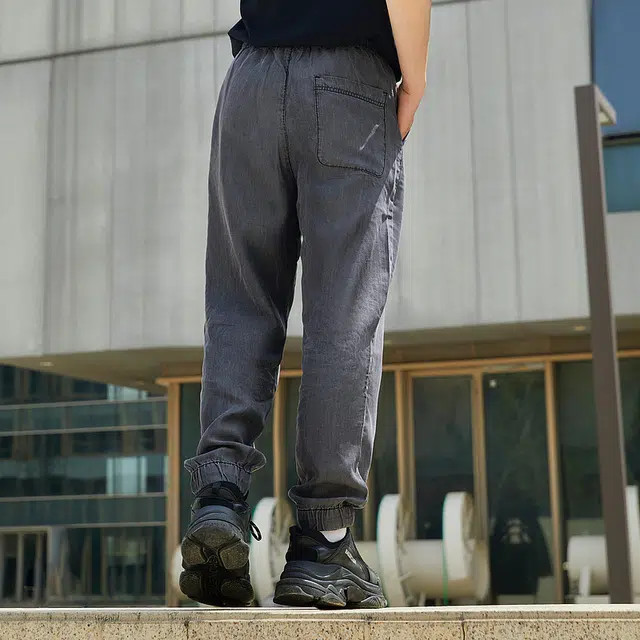 美特斯邦威 国潮休闲宽松束脚牛仔裤 男款