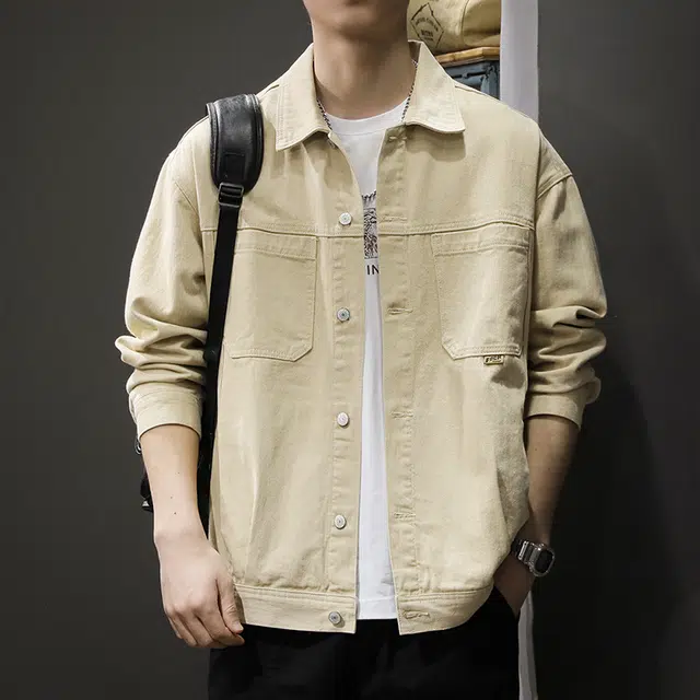 前进牛 重磅复古潮牌美式抗寒多袋口可拆卸加棉水洗男宽松棉潮流纯棉翻领牛仔夹克外套 男款