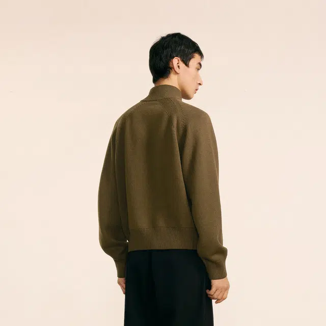 速写 半高领休闲通勤纯色拉链毛衣 男款