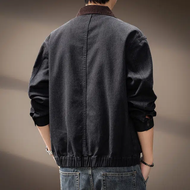 贵色 美式复古阿美咔叽风潮牌水洗做旧工艺翻领外户外出行穿搭拼接口袋设计休闲工装上衣夹克 男女同款