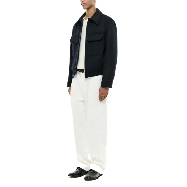 BESLOW CASHMERE MILITARY ZIP-UP JACKET