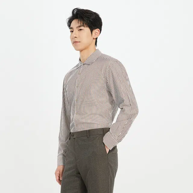 利郎 品位商务棉混纺条纹温莎领复古时尚简约百搭秋季长袖衬衫 男款
