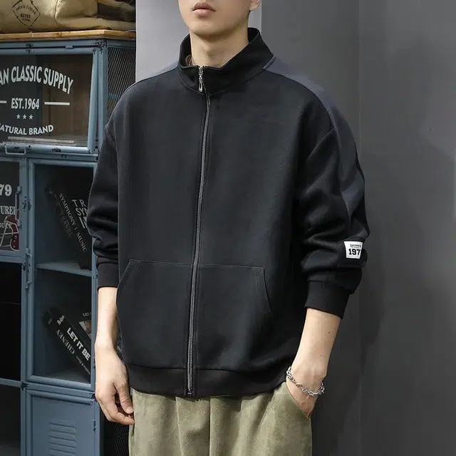 前进牛 美式经典复古潮流潮牌立领休闲户外百搭宽松运动卫衣 男款