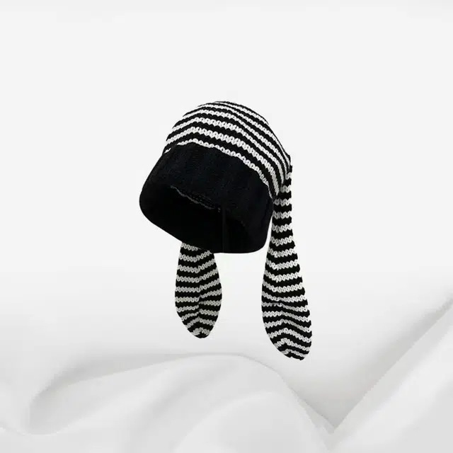 恩僾德 日韩条纹针织套头可爱兔耳朵小众百搭显脸小保暖护耳逛街凹造型 聚酯纤维 绒线帽 男女同款情侣款