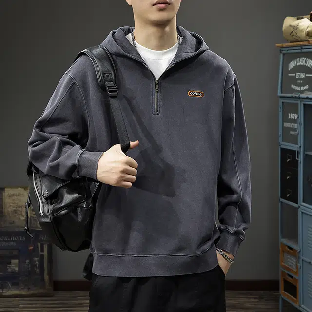 前进牛 美式复古经典潮流连帽休闲户外百搭宽松长袖卫衣 男款