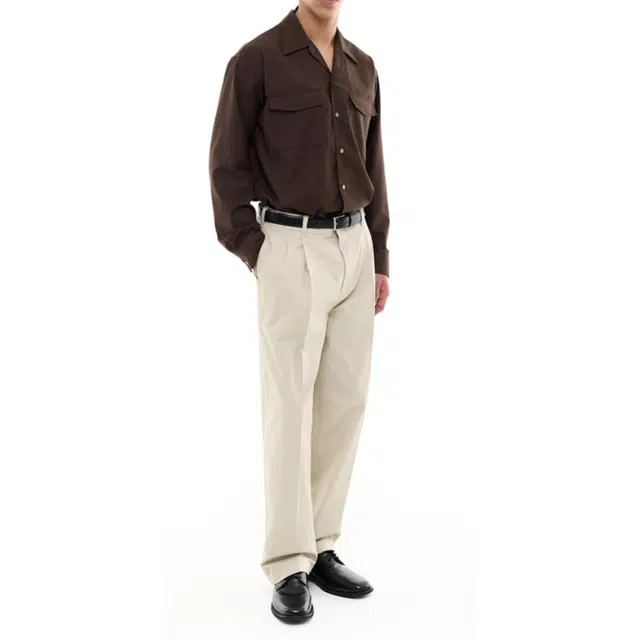 BESLOW MILITARY CONVERTIBLE COLLAR SHIRT DARK