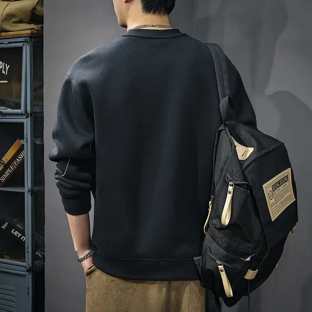 前进牛 美式经典复古潮牌宽松圆领休闲户外百搭长袖卫衣 男款