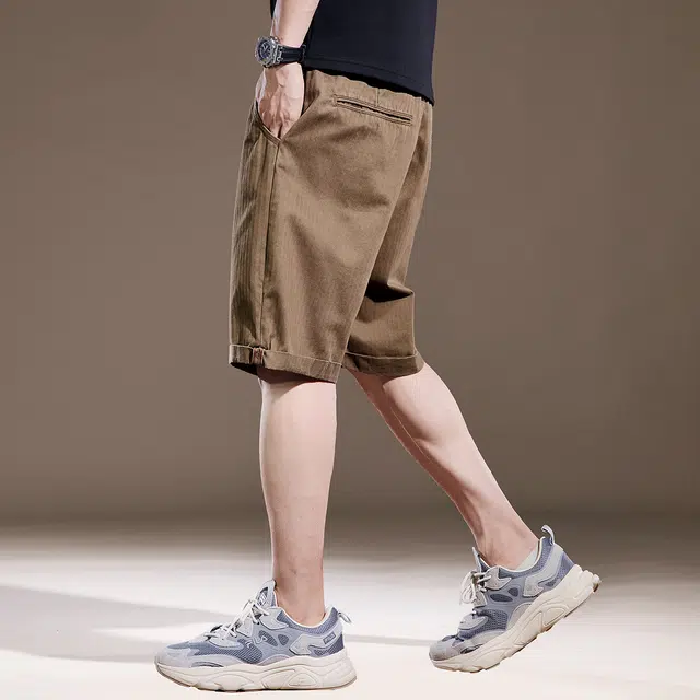 贵色 美式复古通勤百搭废土风宽松透气吸汗纯棉质感休闲五分工装短裤 男女同款 卡其色