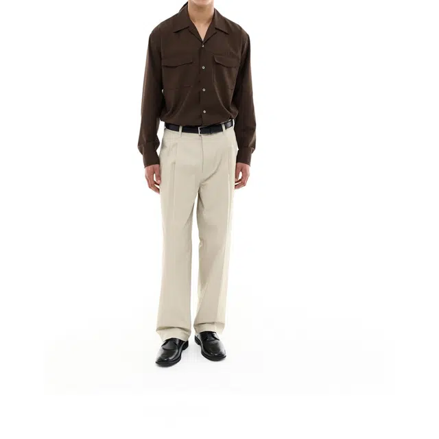 BESLOW MILITARY CONVERTIBLE COLLAR SHIRT DARK