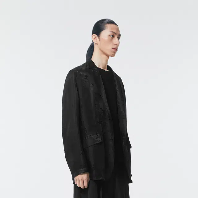 速写 花卉提花宽松休闲西装外套 男款