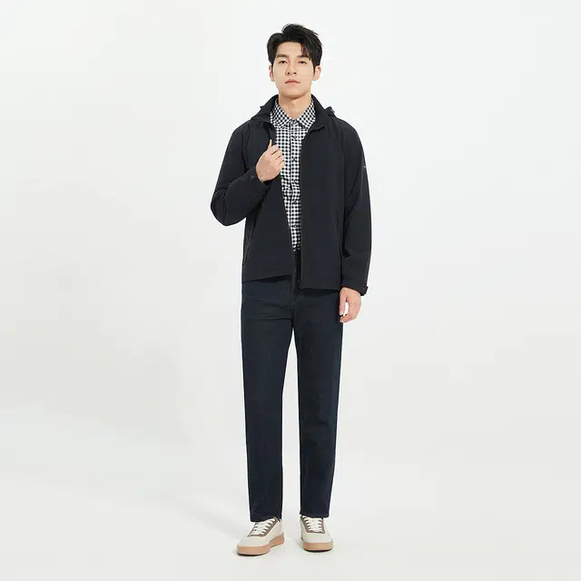 利郎 商务连帽夹薄棉休闲纯色质感简约秋季风衣 男款