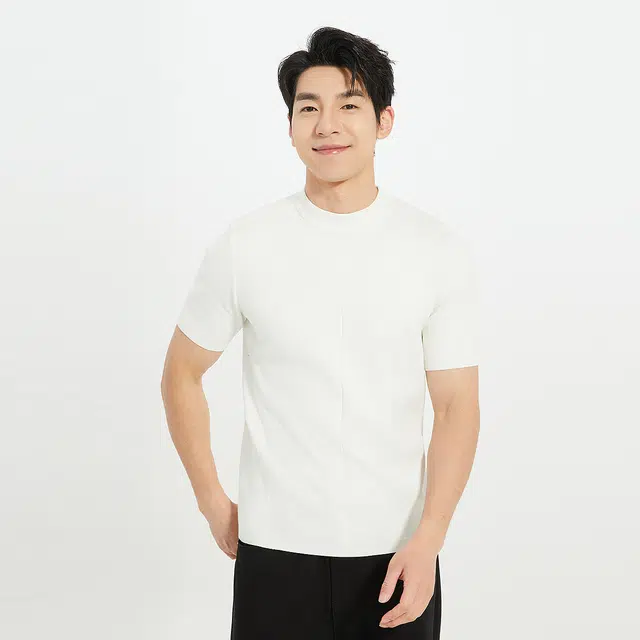 利郎 都市休闲纯色短袖打底衫质感毛衣 男款