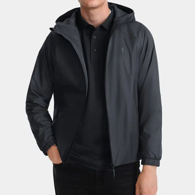 比音勒芬 纯色柔软连帽夹克外套 男款