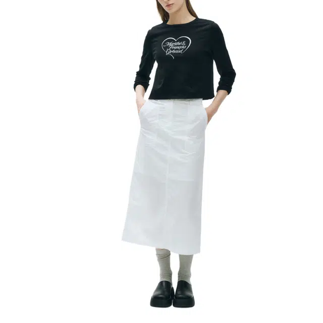 MARITHE FRANCOIS GIRBAUD SS25 W NYLON MIDI SKIRT