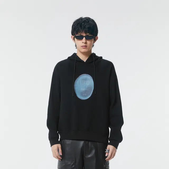 速写 几何图案长袖连帽套头卫衣 男女同款