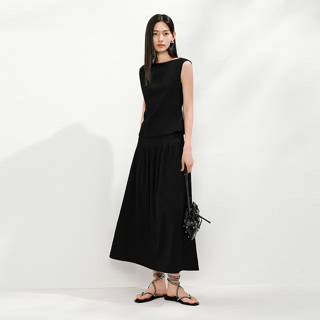 玖姿安娜蔻 时尚时尚简约通勤百搭休闲套装 女款 素黑