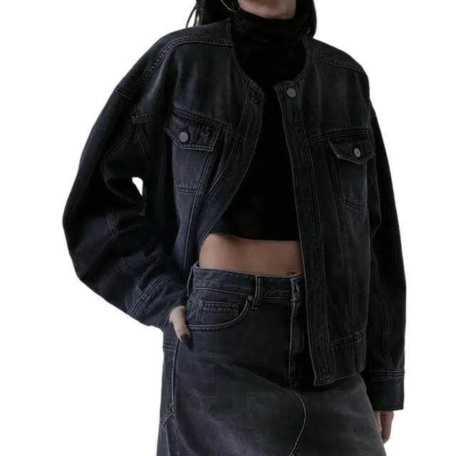 TREEMINGBIRD One Button Denim Set-up Jacket