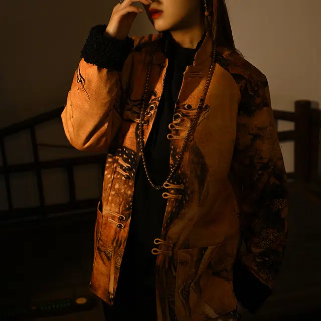 三省六部 户部林深见鹿中国风保暖唐装绒感外套 男女同款 花色