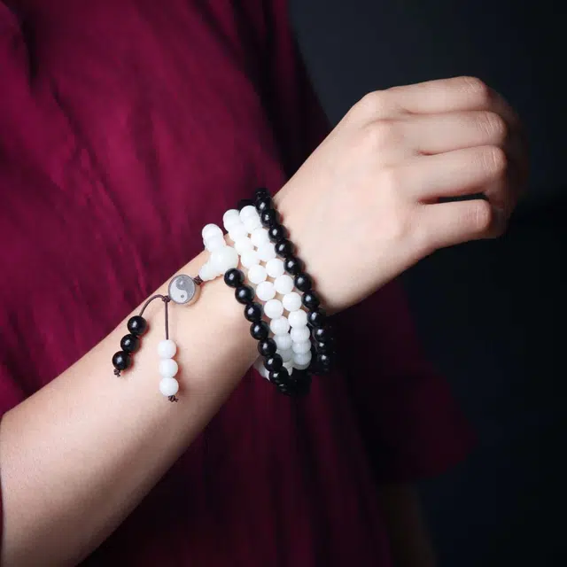 爵倾 阴阳八卦款 太极生两仪 两仪生八卦 白玉菩提 菩提类手串 男女同款情侣款