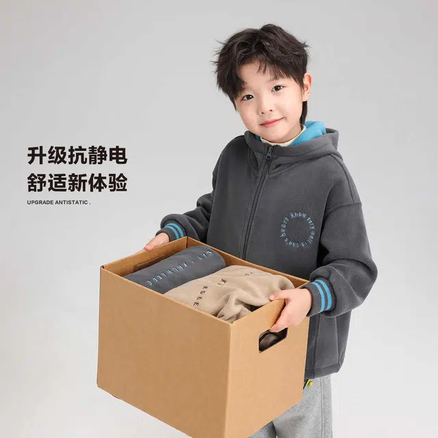 左西 童装 双面绒拉链连帽保暖长袖绒感外套 儿童款