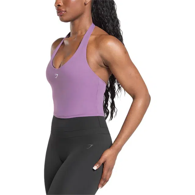 GYMSHARK Halter Neck Cami with Shelf Logo