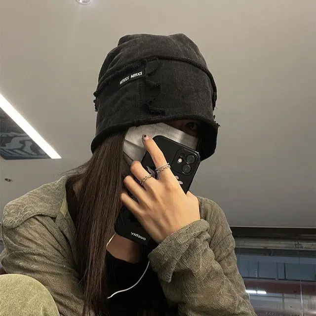 【秋冬通勤出街神器】 攸委 潮流复古水洗做旧卷边堆堆帽子女冬季针织保暖宽松大头围显脸小 涤纶 包头绒线帽冷帽月子帽 男女同款情侣款