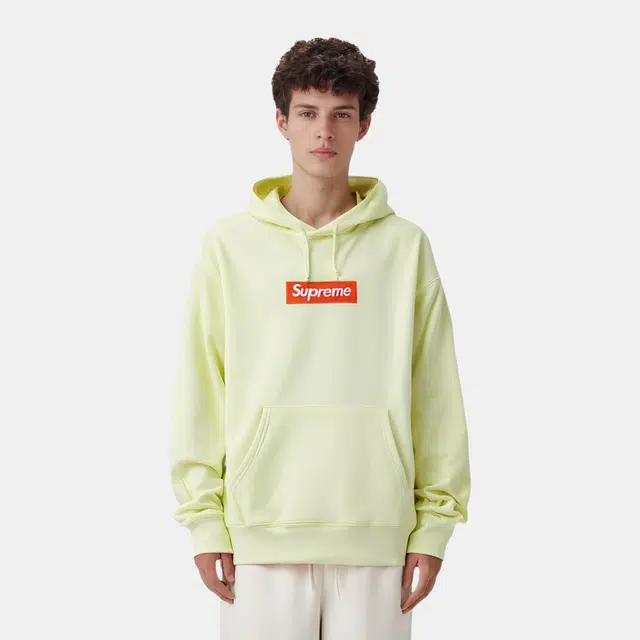 Supreme FW17 Box Logo Hooded Sweatshirt Pale Lime