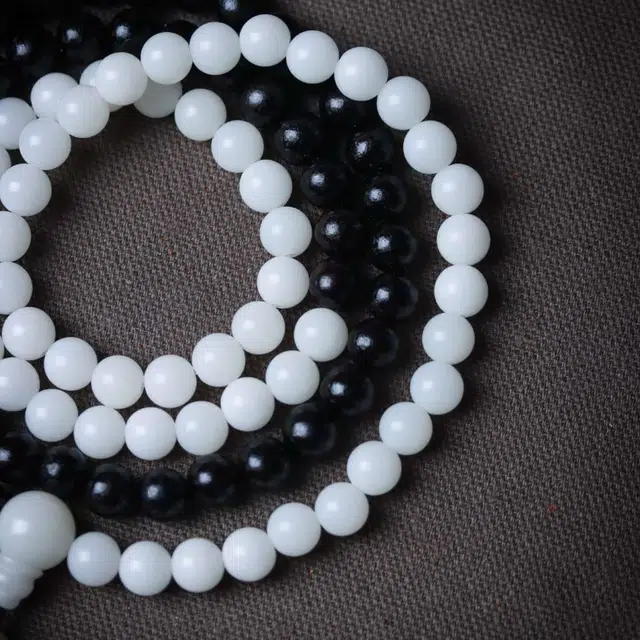 爵倾 阴阳八卦款 太极生两仪 两仪生八卦 白玉菩提 菩提类手串 男女同款情侣款