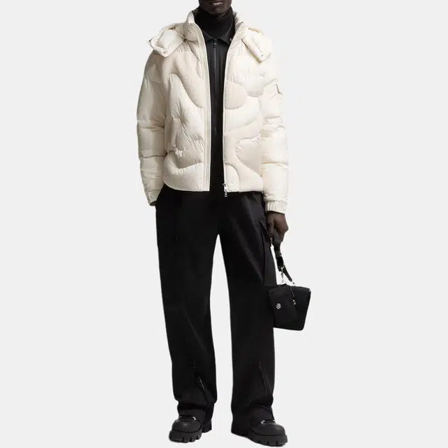 Moncler Candes Hooded Teddy Intarsia Short Down Jacket