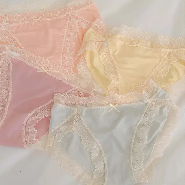 秀黛 蕾丝高级感纯棉裆植物花卉甜美三角内裤 女款