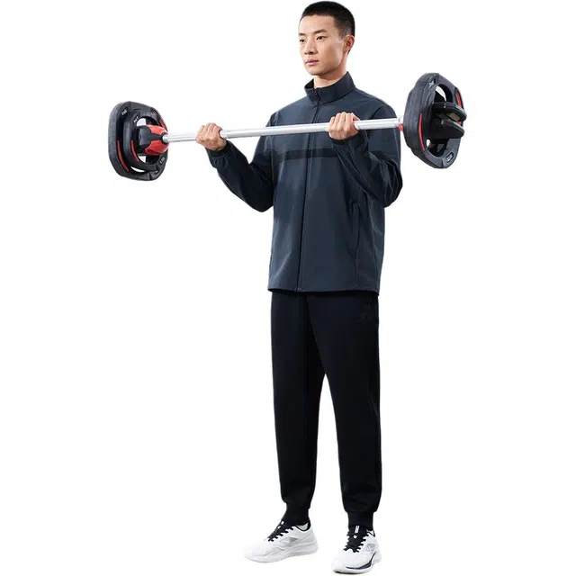 特步 综训系列 纯色拉链立领舒适百搭透气运动夹克外套 男款 暗蓝色