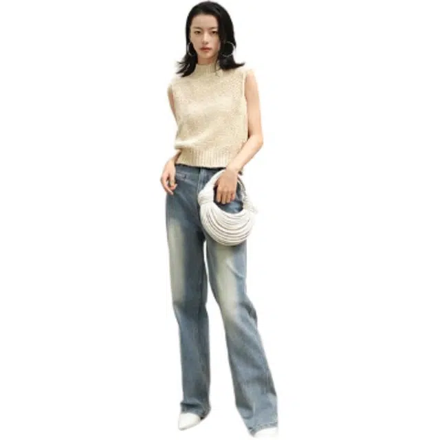 美洋 纯色立领短款马甲 女款 杏色