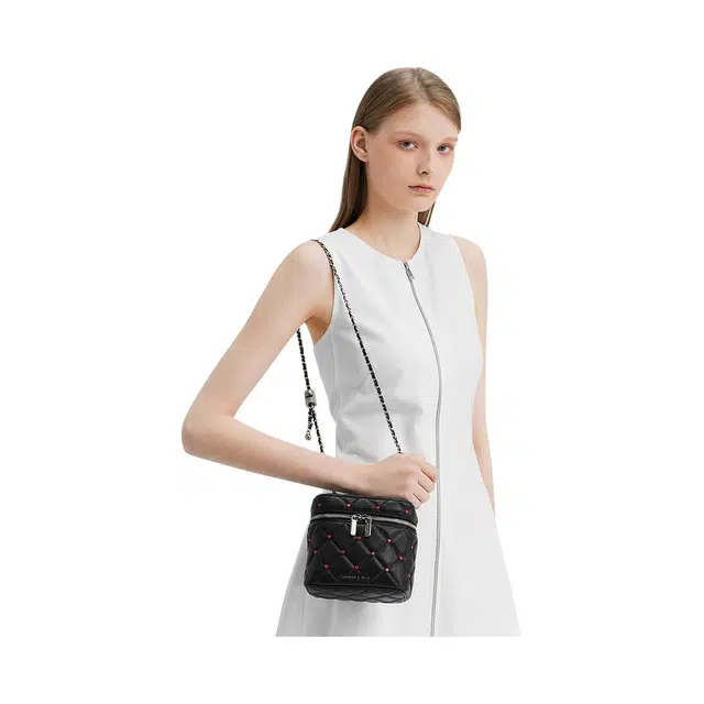 CHARLES&KEITH Heart Series PU Quilted Crossbody Bag Small