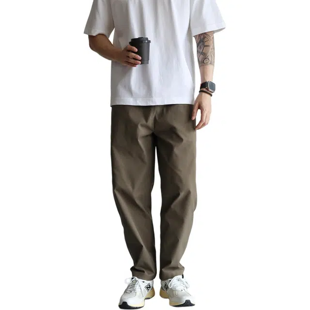 余闲 宽松纯色锥形直筒裤中腰长裤休闲裤 男女同款