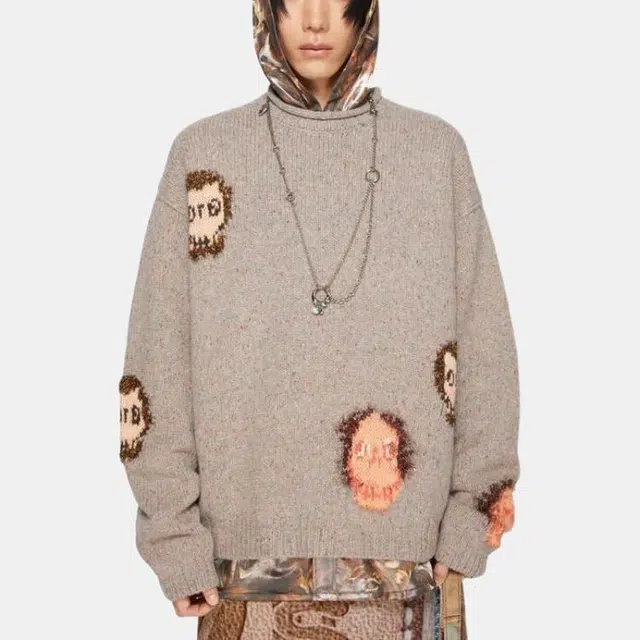 Acne Studios Jacquard Skull Jumper Brown