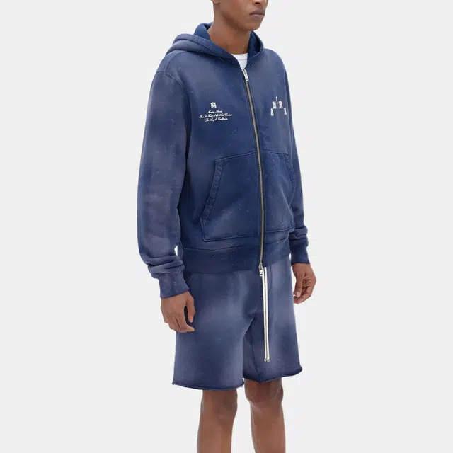 AMIRI SS23 Loose Fit Zip Hoodie Blue