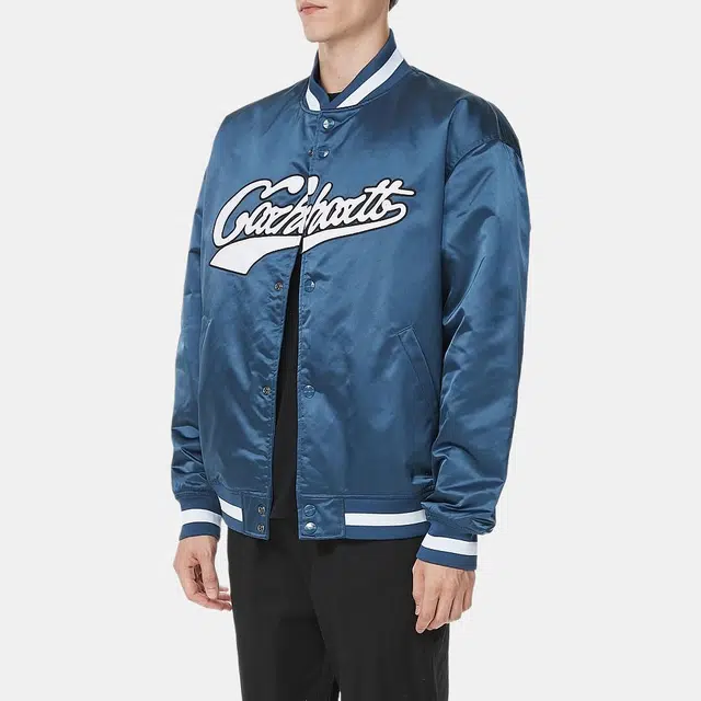 Carhartt WIP Logo Print Baseball Jacket Blue