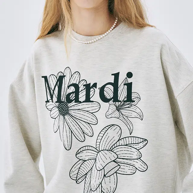 MARDI MERCREDI SS25 SWEATSHIRT TRIPLE FLOWER_OATMEAL BLACK