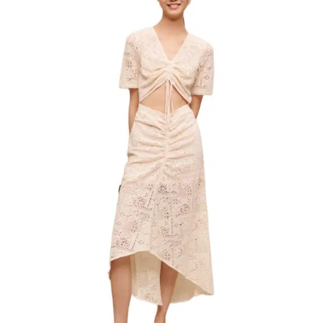 Maje Hollow Slim V-Neck Lace Dress