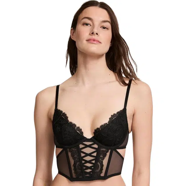 Victoria's Secret PINKDREAMANGELS Boho Floral EmbroideryLow-Cut Demi CorsetTop