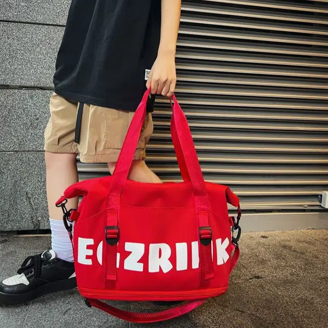 巴朗熊 休闲简约短途旅游时尚百搭 牛津布 旅行包 男女同款情侣款 黑色/红色/灰色