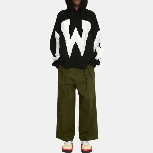 JW Anderson Large Logo Wool Hoodie Black