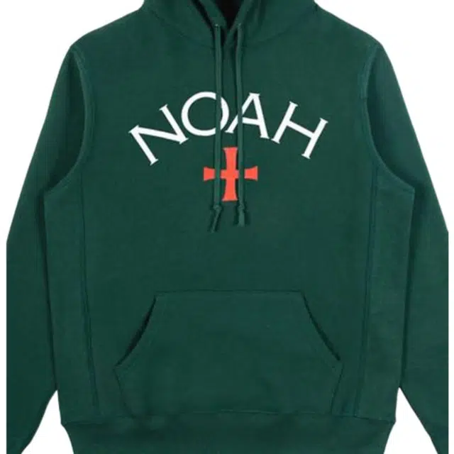 NOAH Core Logo Hoodie Forest Green Logo