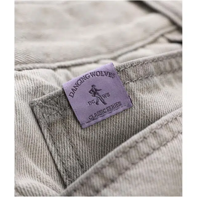 与狼共舞 水洗耐磨休闲弹力亲肤中腰直筒牛仔裤 男款 浅灰色