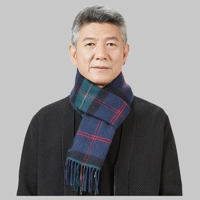 恒源祥 秋冬季保暖双面格子 羊毛 绒线围巾 男款