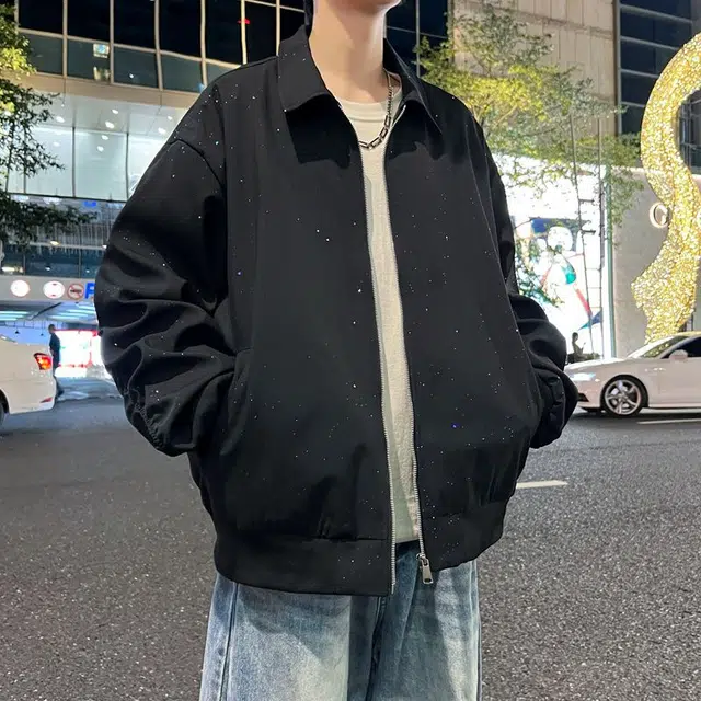 法文箱子 美式春秋满天星设计感翻领外套潮流百搭休闲夹克 男款