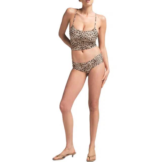 SKIMS SS25 SIGNATURE SWIM CAMI TOP CHAMPAGNE LEOPARD PRINT
